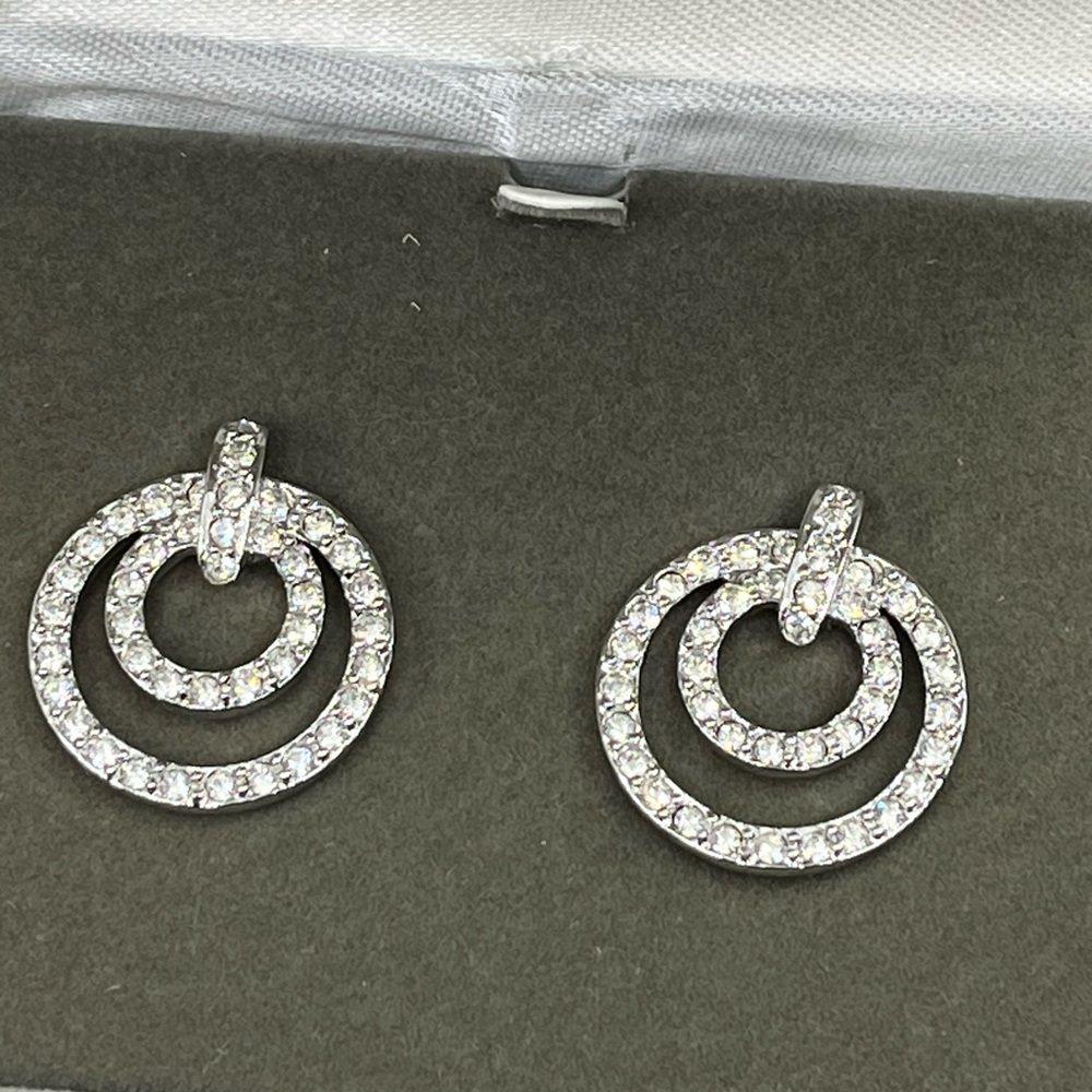 Nolan Miller Glamour Collection Pave Triple Circle Earrings w/ Box and Cert - Picture 5 of 17